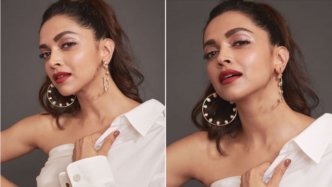 Deepika Padukone in red lip 