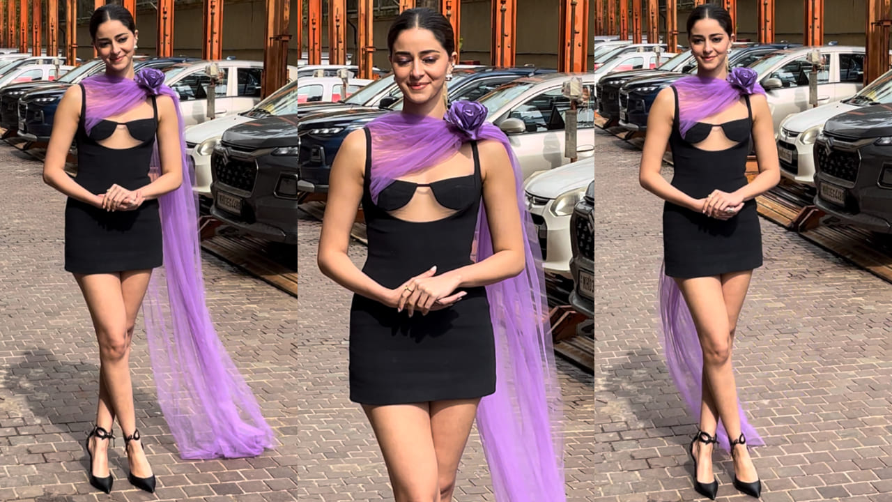 Ananya Panday in black and purple David Koma outfit 