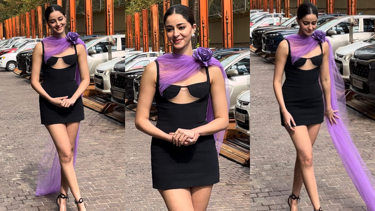 Ananya Panday in black and purple David Koma outfit 