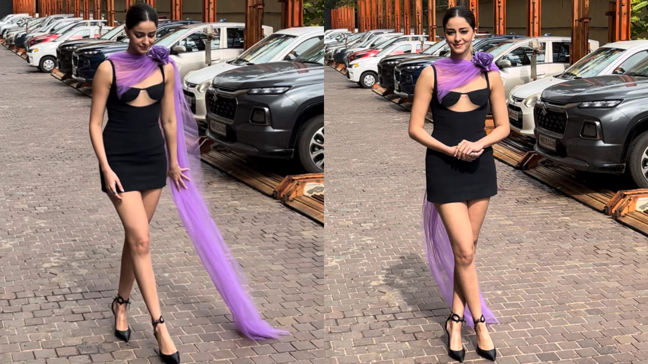 Ananya Panday in black and purple David Koma outfit 