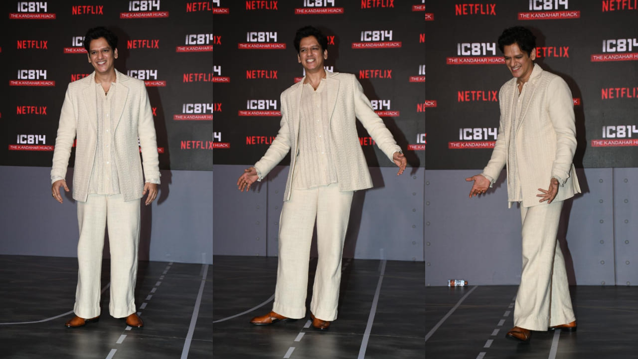 Vijay Varma at an event in three piece white co-ord set