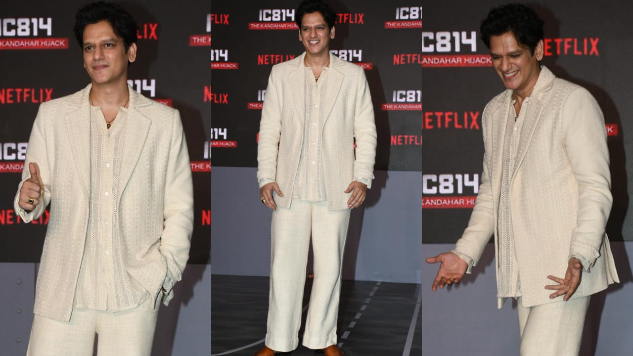 Vijay Varma at an event in three piece white co-ord set