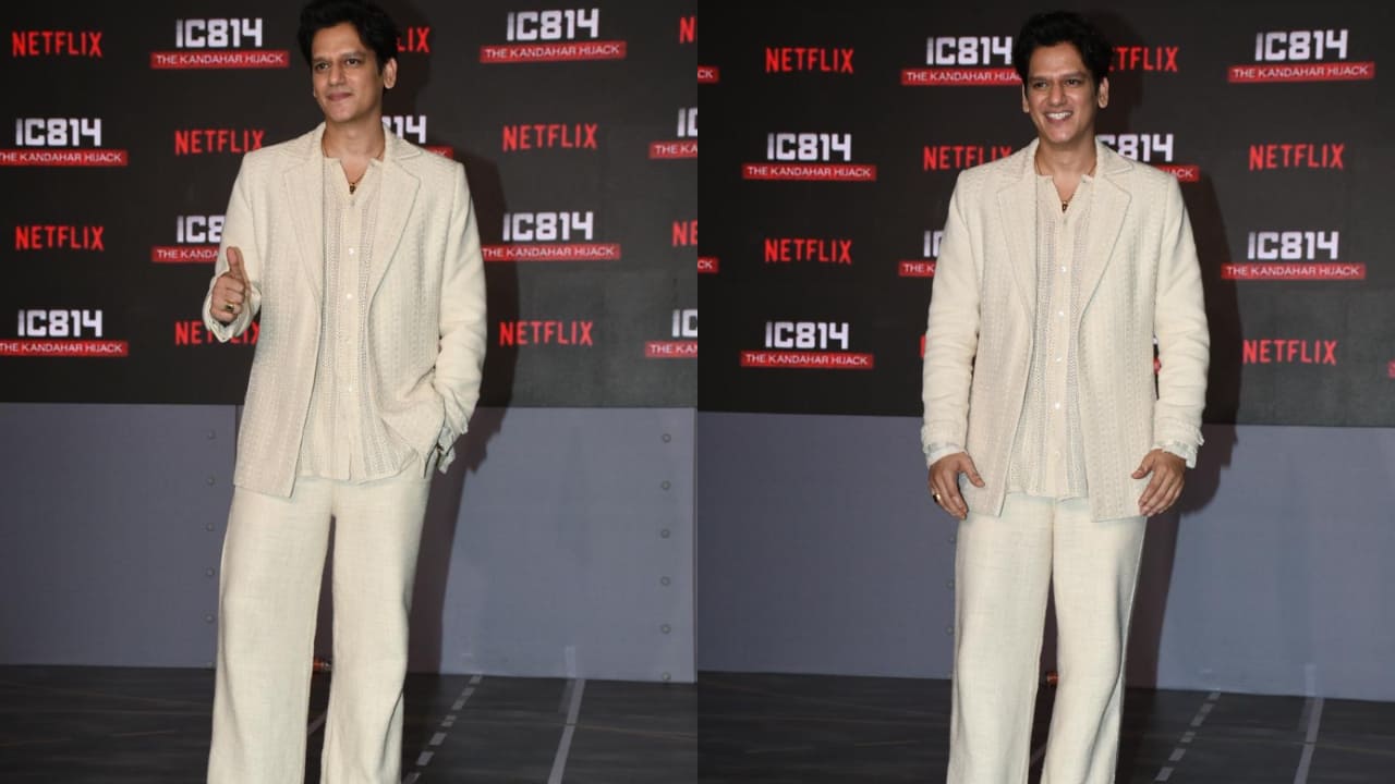 Vijay Varma at an event in three piece white co-ord set