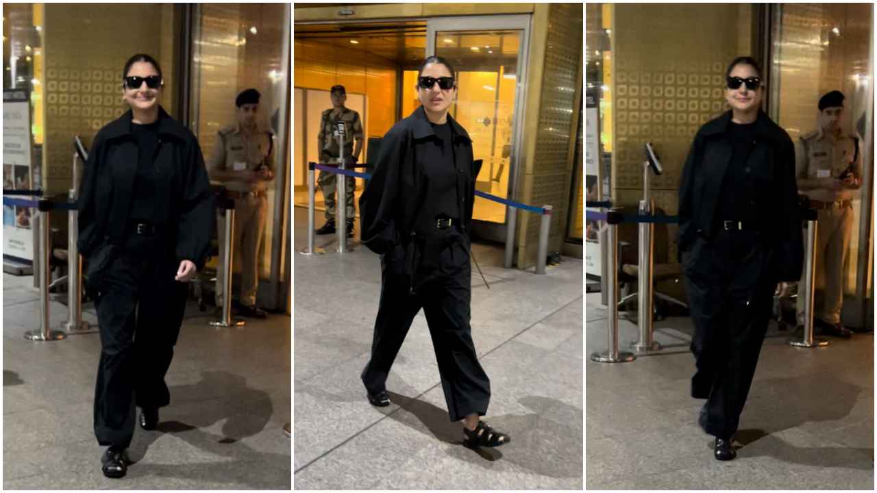 Anushka Sharma makes the FIERCEST return to Mumbai in all-black airport look with classy jacket and pants (PC: Varinder Chawla)