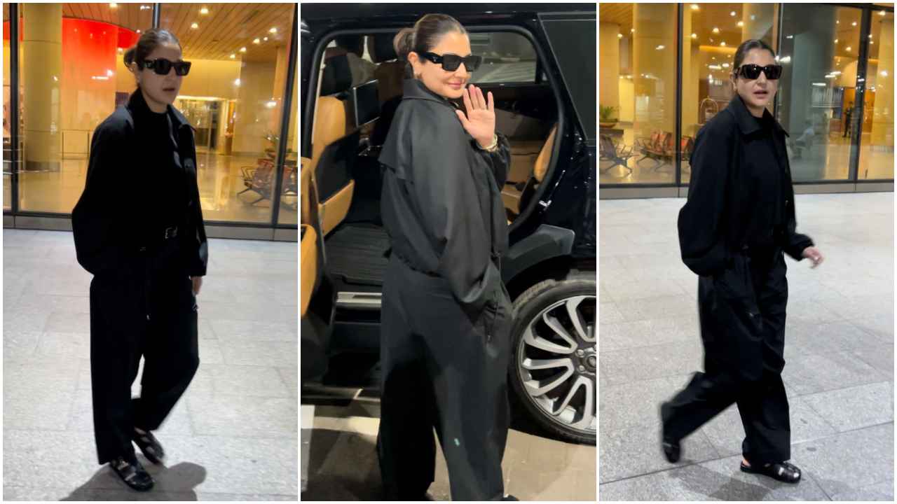 Anushka Sharma makes the FIERCEST return to Mumbai in all-black airport look with classy jacket and pants (PC: Varinder Chawla)