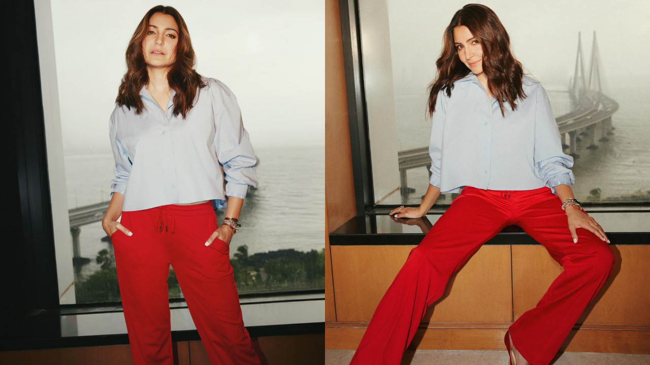 Anushka Sharma’s blue shirt & red pants look (PC: Anushka Sharma’s Instagram)