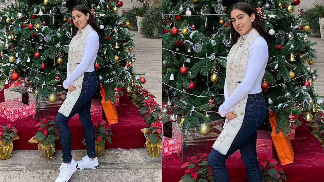 Sara Ali Khan in white top and jeans 