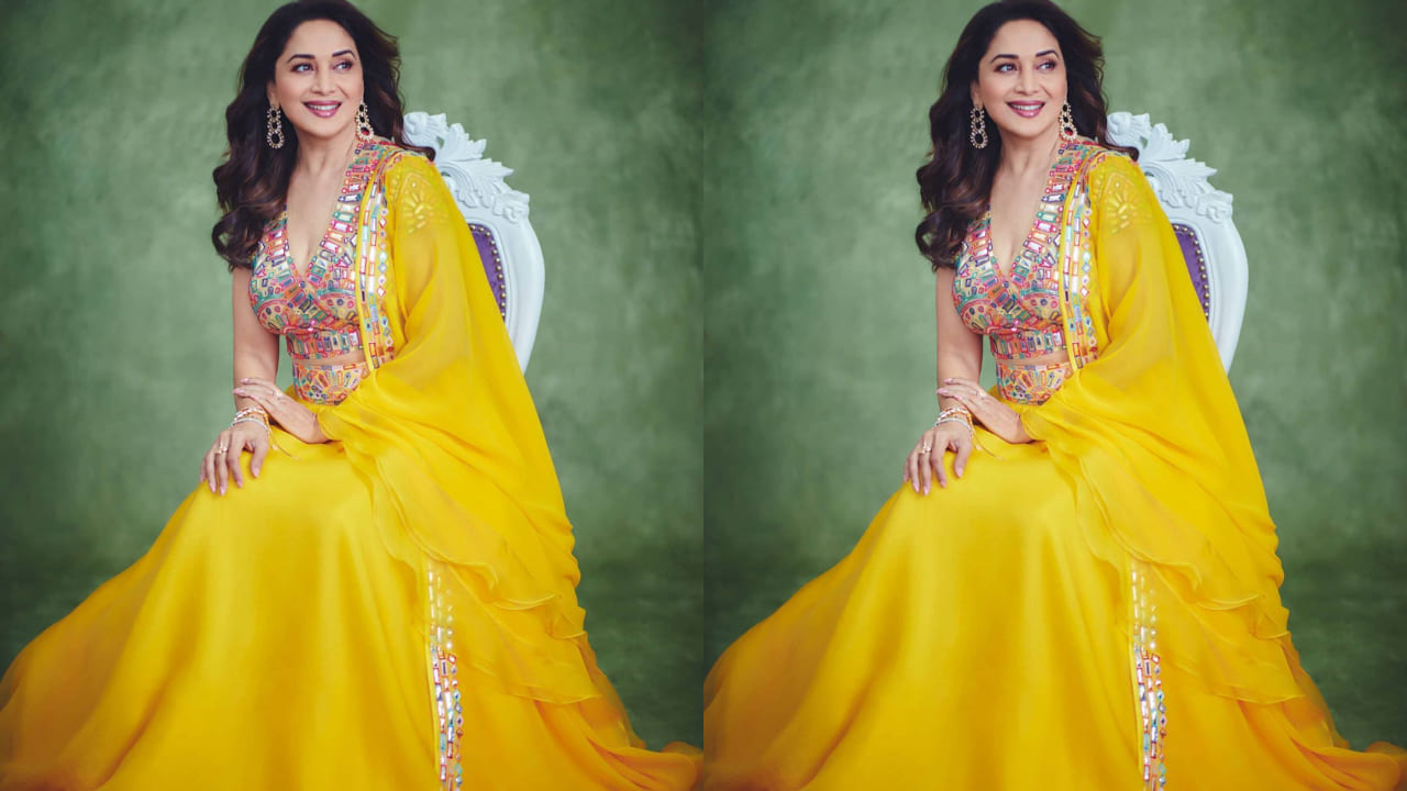 Madhuri Dixit in yellow lehenga