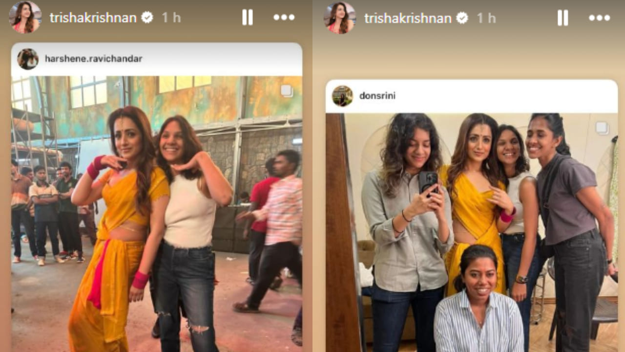 Trisha gives fans a sneak peek of her Matta song look in BTS pics from Vijay's GOAT 