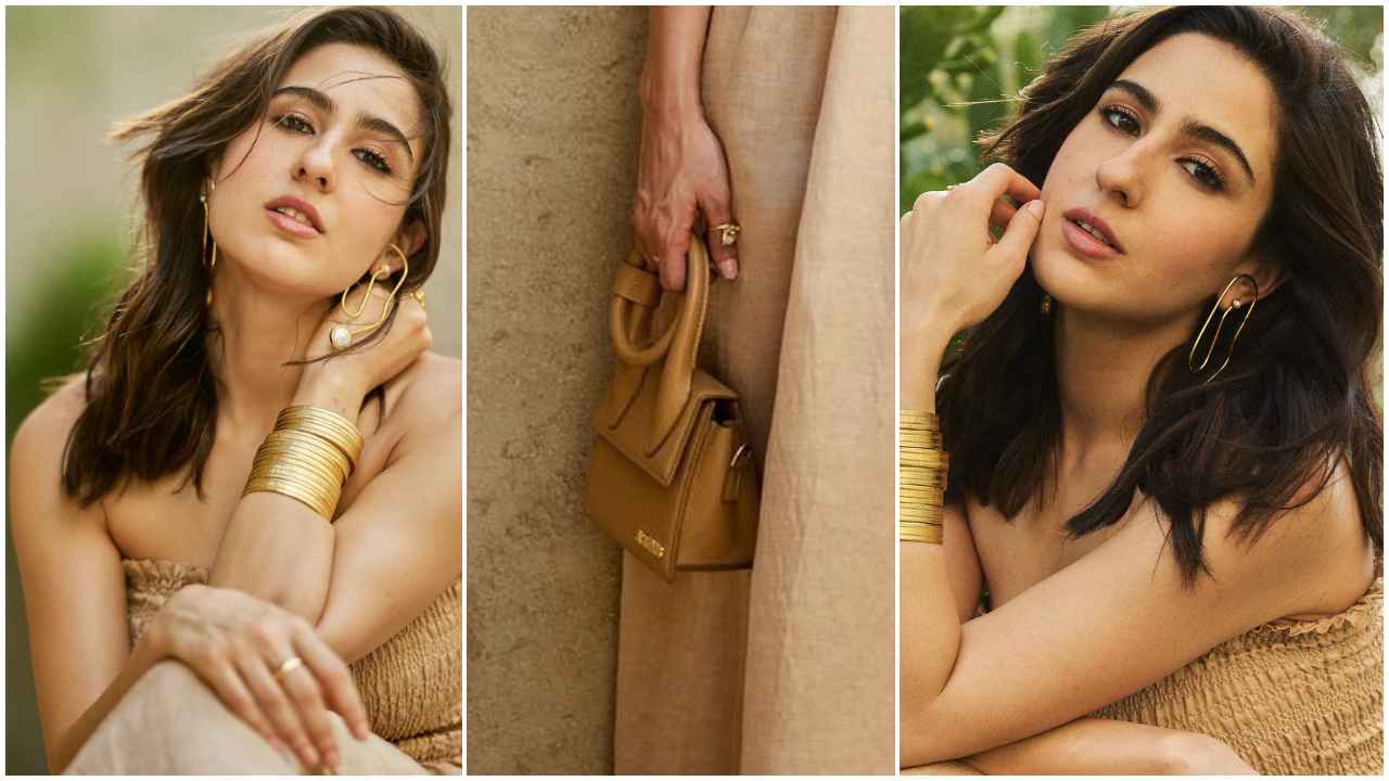 Sara Ali Khan looks like queen of the desert in a beige strapless smocked flowing maxi dress (PC: Sara Ali Khan Instagram)