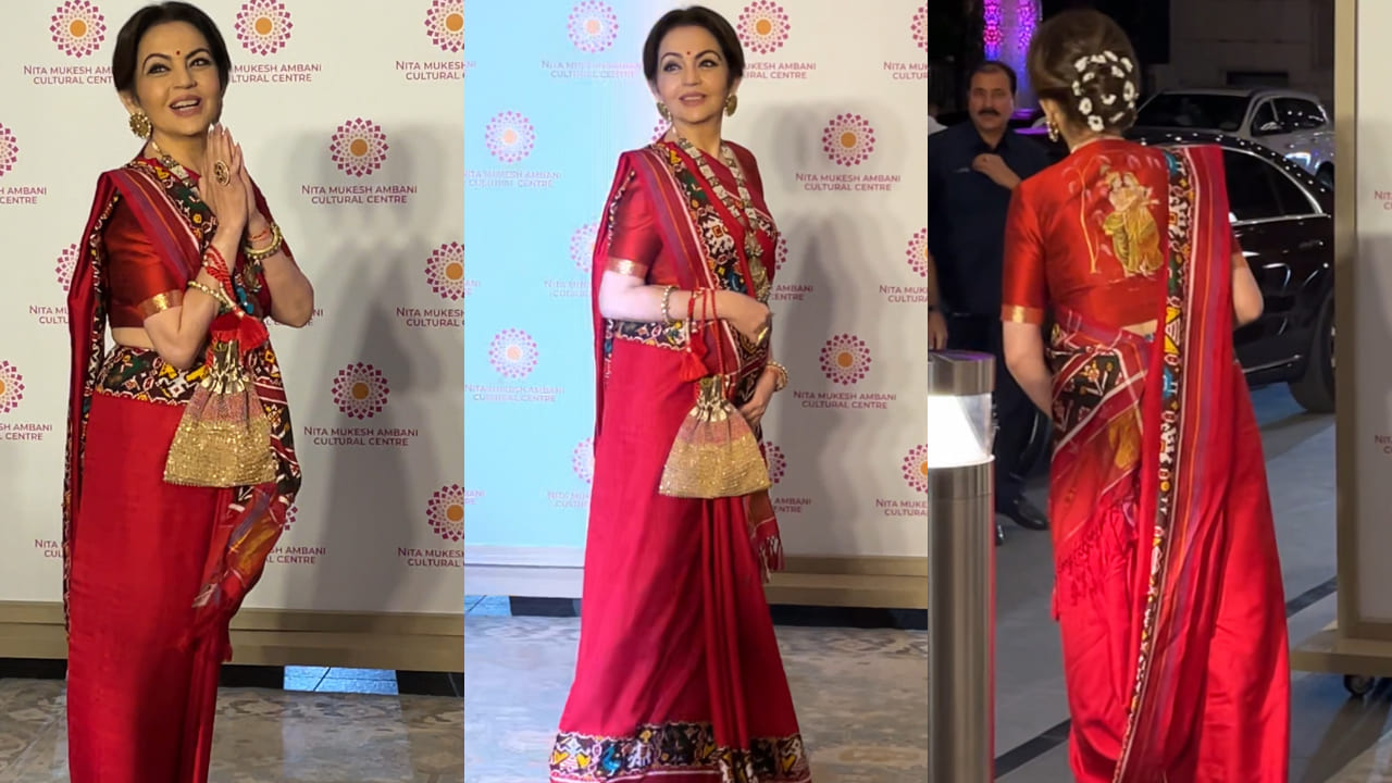 Nita Ambani in red saree at NMACC for an event 