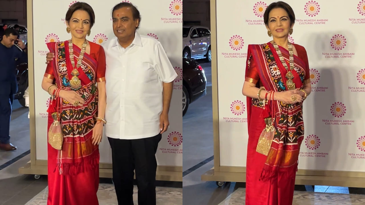 Nita Ambani in red saree at NMACC for an event 