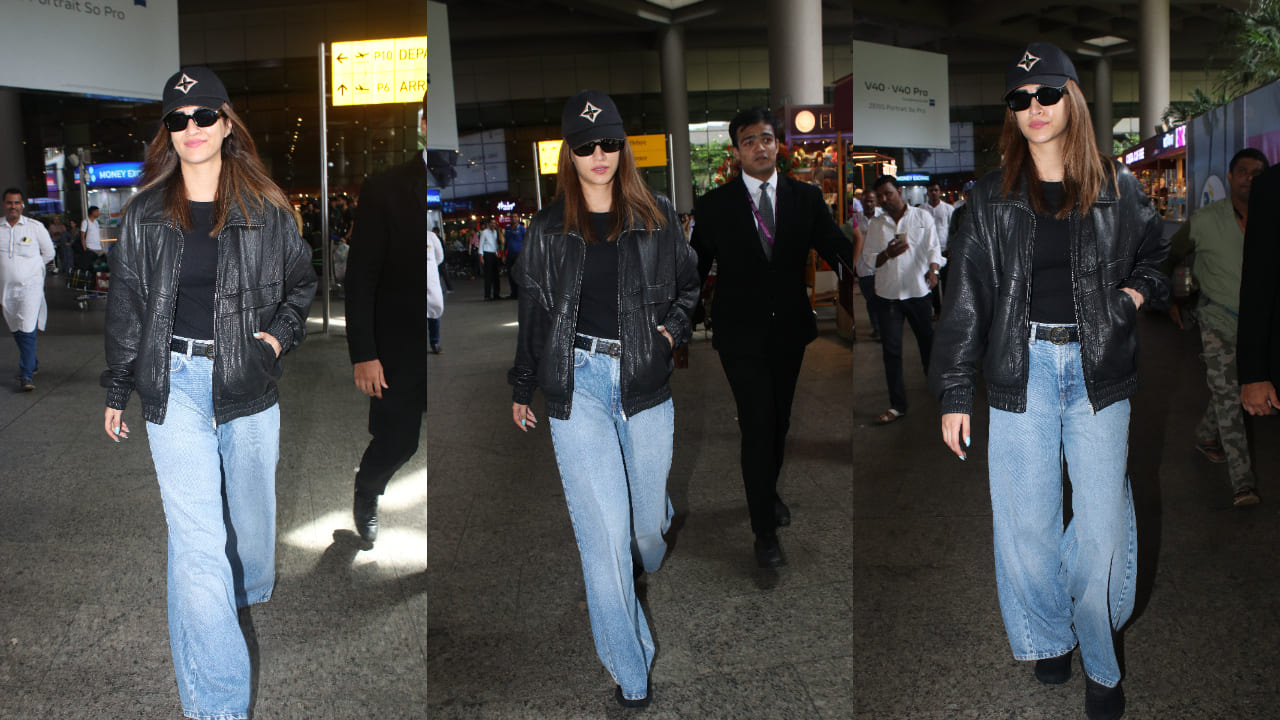 Kriti Sanon in all black look at airport