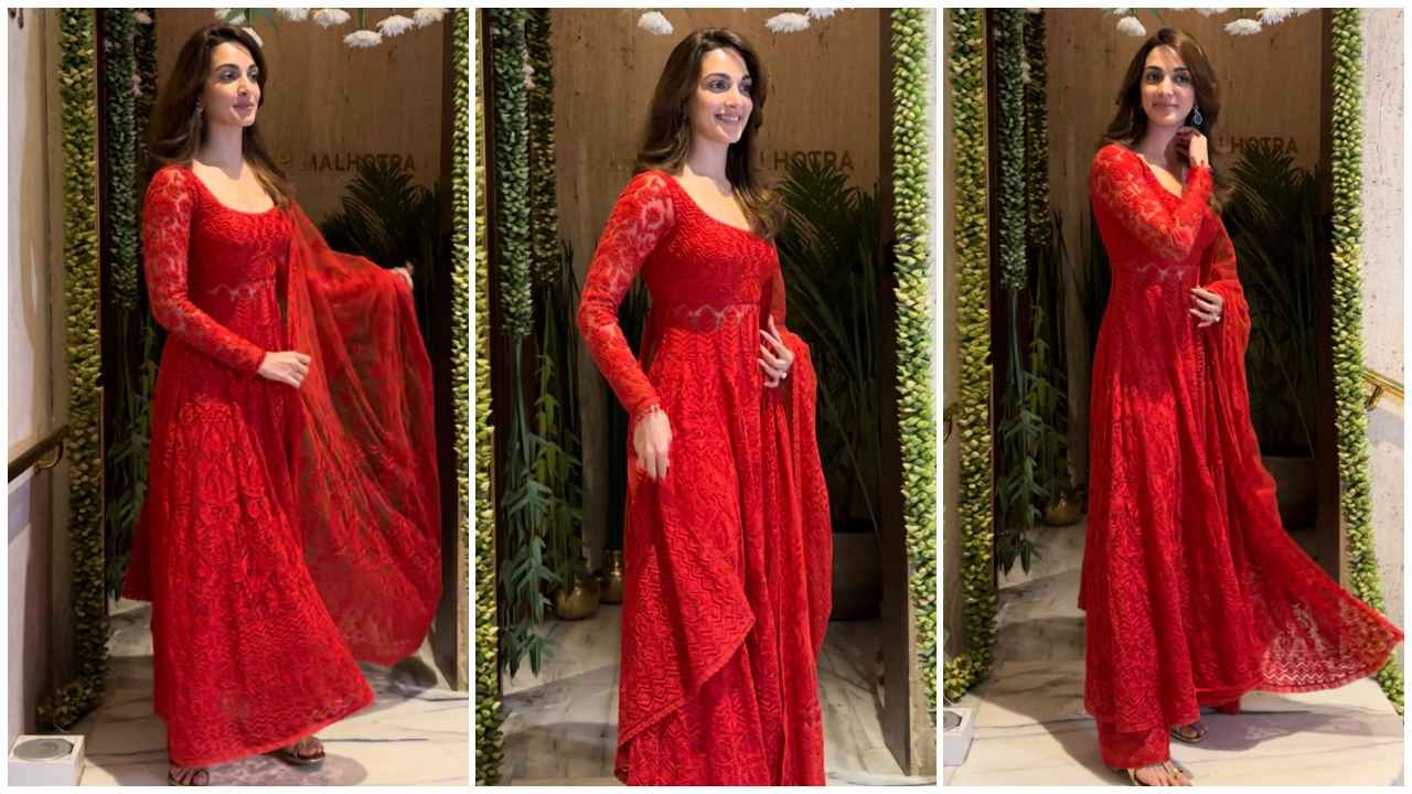 Ganesh Chaturthi 2024: Kiara Advani's red embroidered anarkali suit is a masterpiece of ethnic elegance (PC: Varinder Chawla, Pinkvilla)