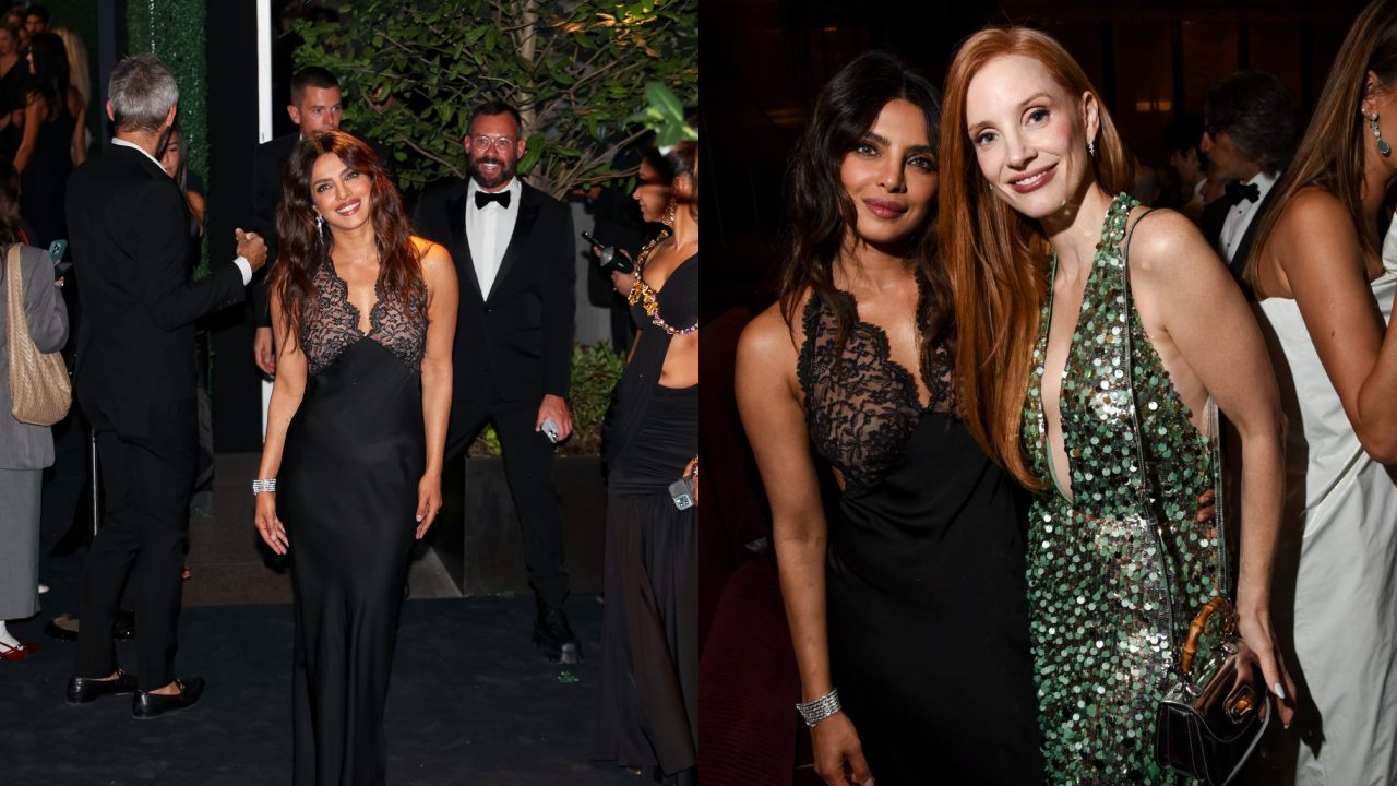 PICS: Priyanka Chopra turns heads in sleek black dress at an event in New York; poses with Jessica Chastain, Julianne Moore, and Naomi Watts