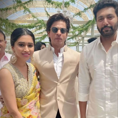 When Jayam Ravi, Aarti Ravi met superstar Shah Rukh Khan at Nayanthara-Vignesh Shivan's wedding