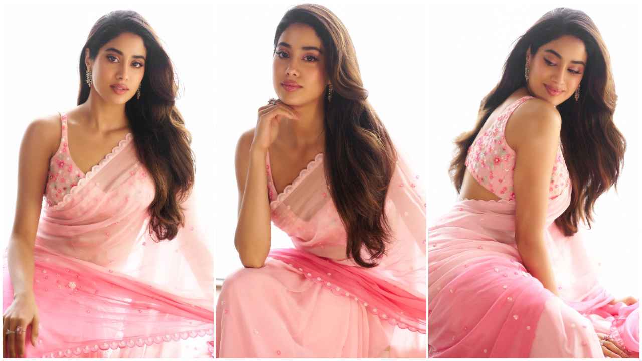 Janhvi Kapoor dazzles in a ₹1.24 lakh floral embroidered pink ombre saree and it’s the PRETTIEST pick (PC: Janhvi Kapoor Instagram)