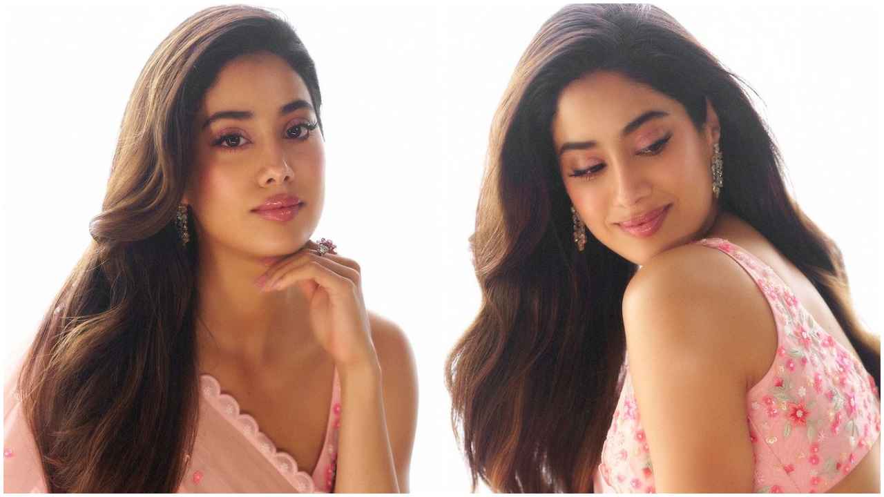 Janhvi Kapoor dazzles in a ₹1.24 lakh floral embroidered pink ombre saree and it’s the PRETTIEST pick (PC: Janhvi Kapoor Instagram)