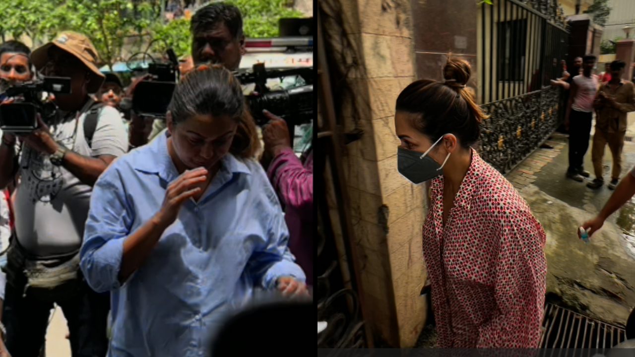 Malaika Arora and Amrita Arora arrive at their mother’s residence after father Anil Arora’s demise