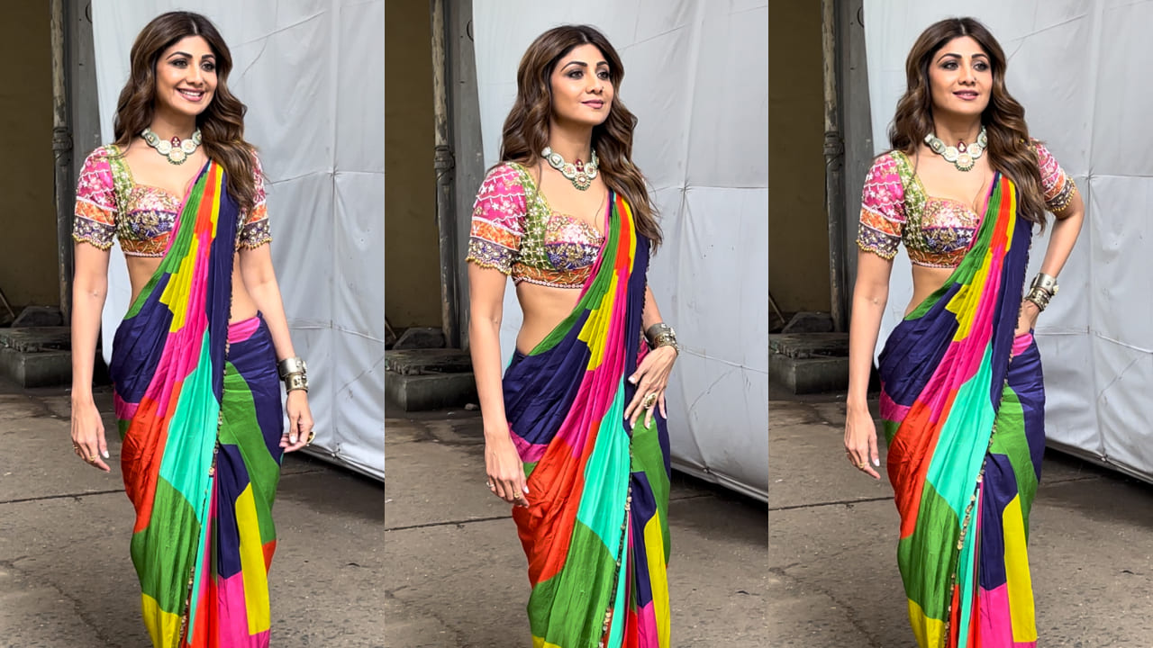 Shilpa Shetty in multicolored saree 