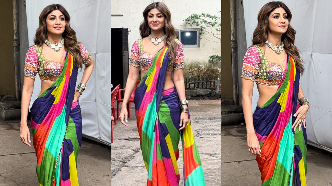 Shilpa Shetty in multicolored saree 