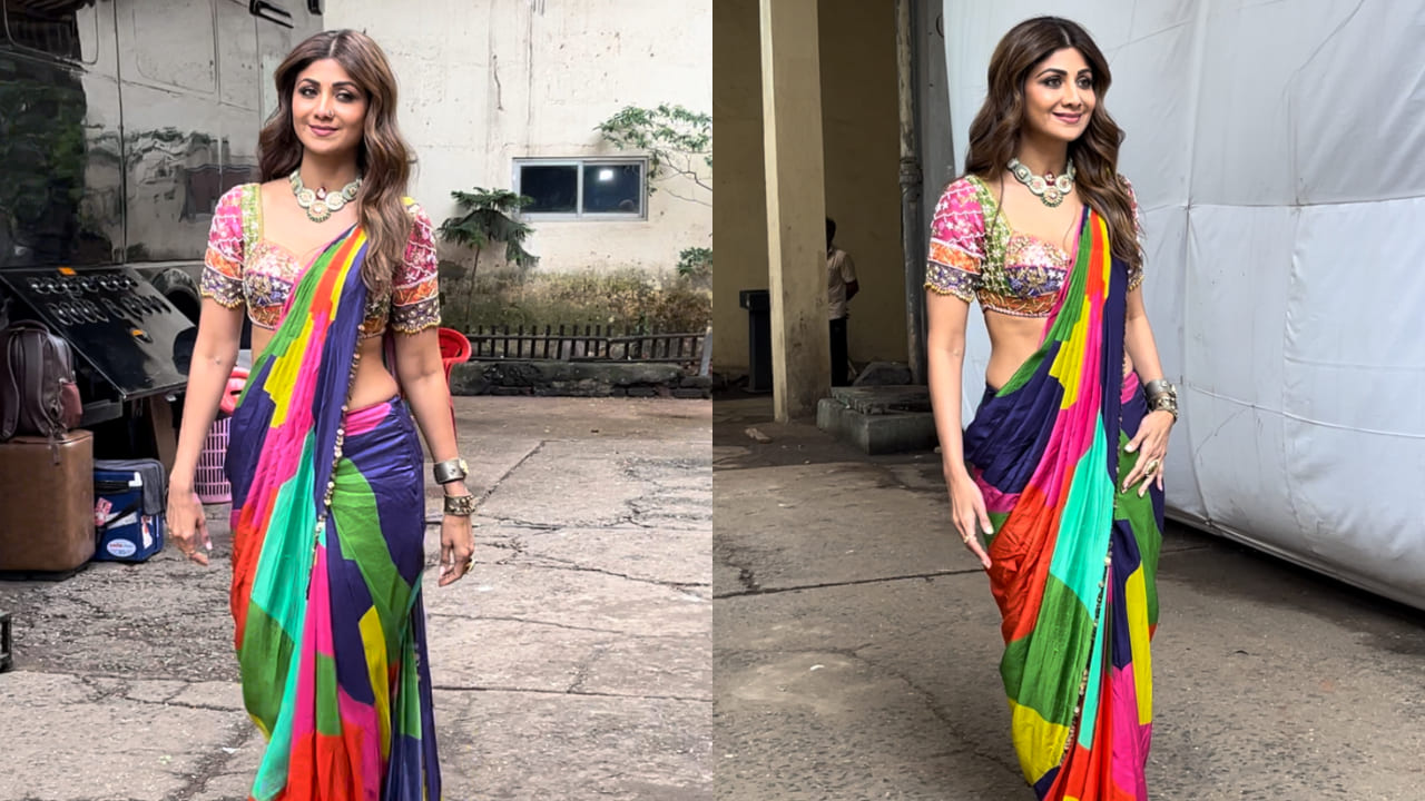 Shilpa Shetty in multicolored saree 