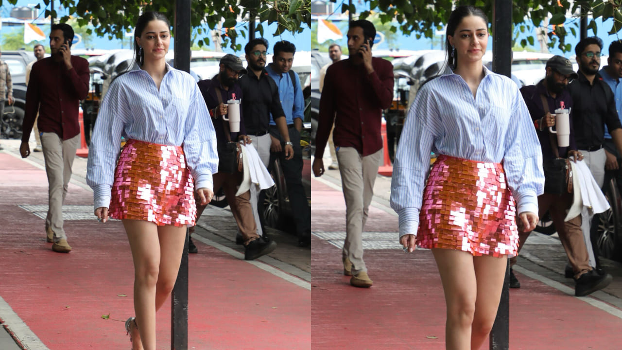 Ananya Panday in shimmer skirt and shirt 