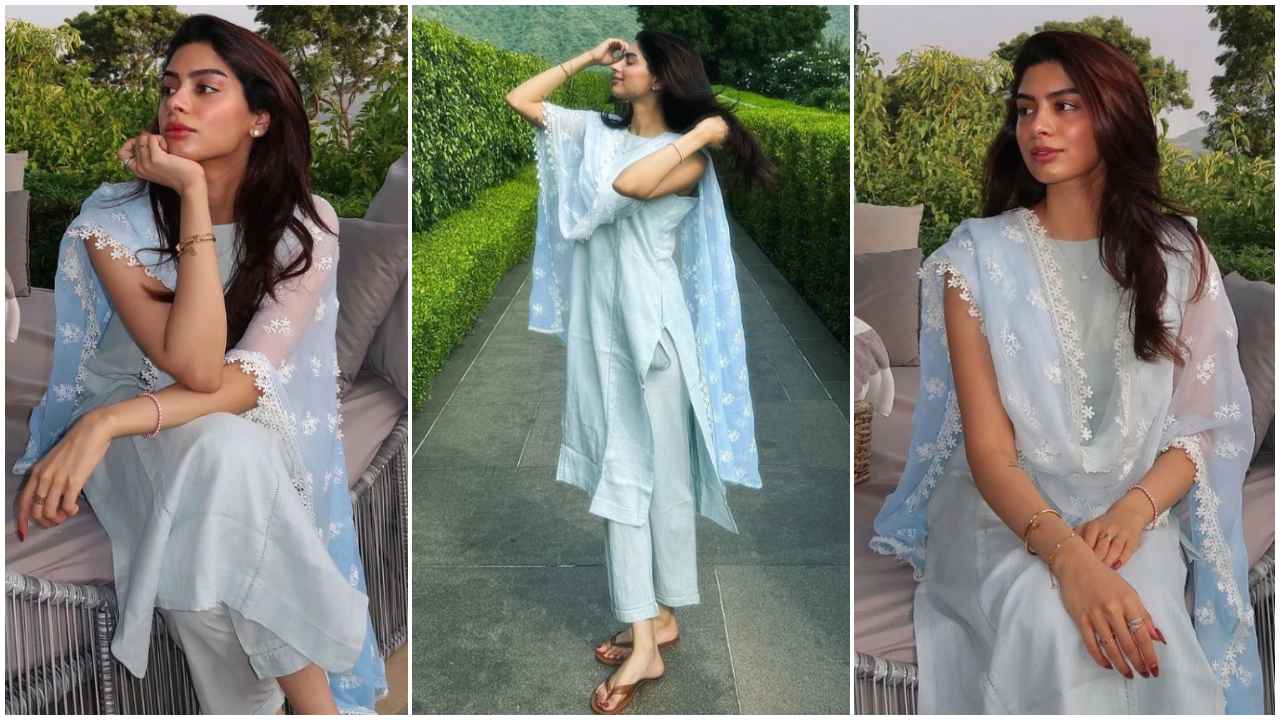 Khushi Kapoor serves stylish ethnic looks in blue and pink suits that are ideal for festive occasions (PC: Khushi Kapoor Instagram)