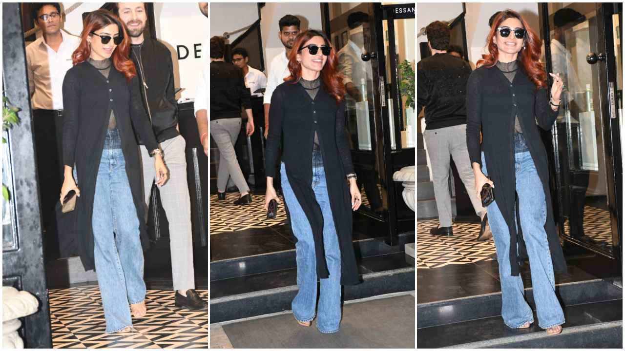 Samantha Ruth Prabhu shows the power of layering in sheer top, jeans and long cardigan (PC: Viral Bhayani)