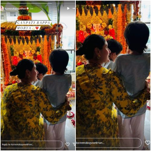 Kareena Kapoor Khan celebrates Ganesh Chaturthi with kids Taimur and Jeh; drops PIC as trio seeks blessings of Bappa