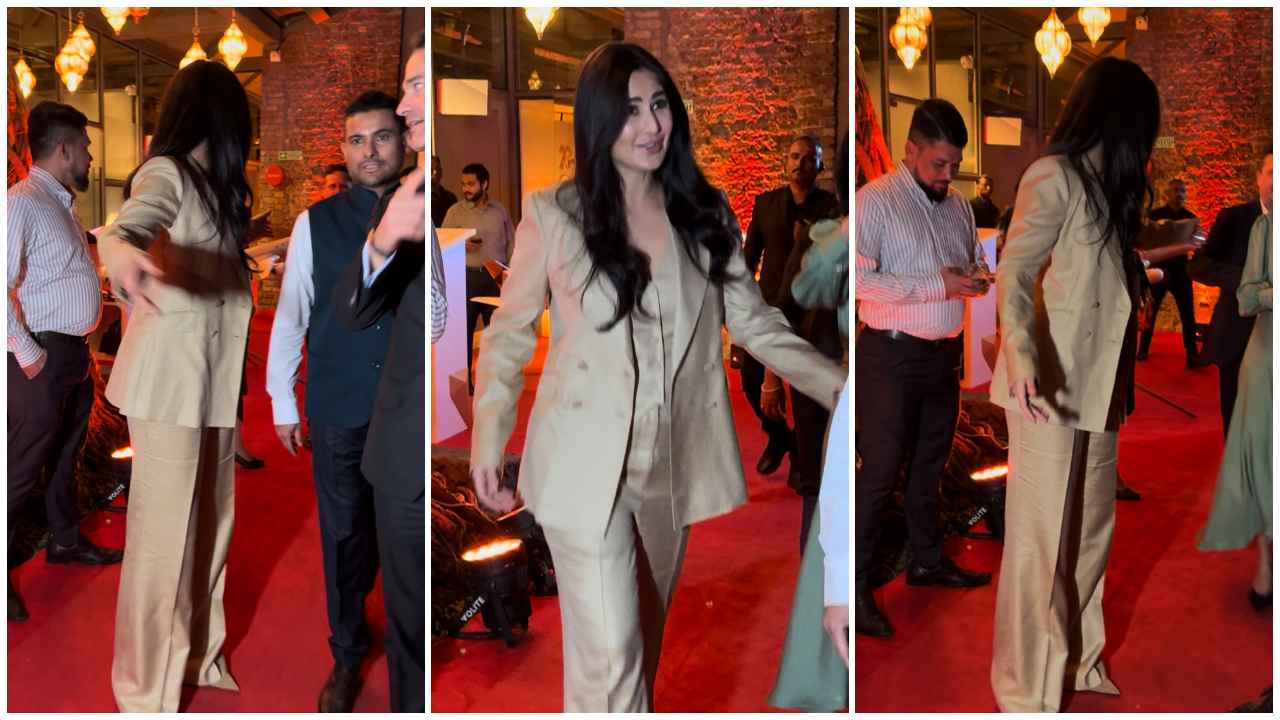 Katrina Kaif attends Mumbai event donning a boss lady look in a waistcoat, jacket and trousers (PC: Varinder Chawla)