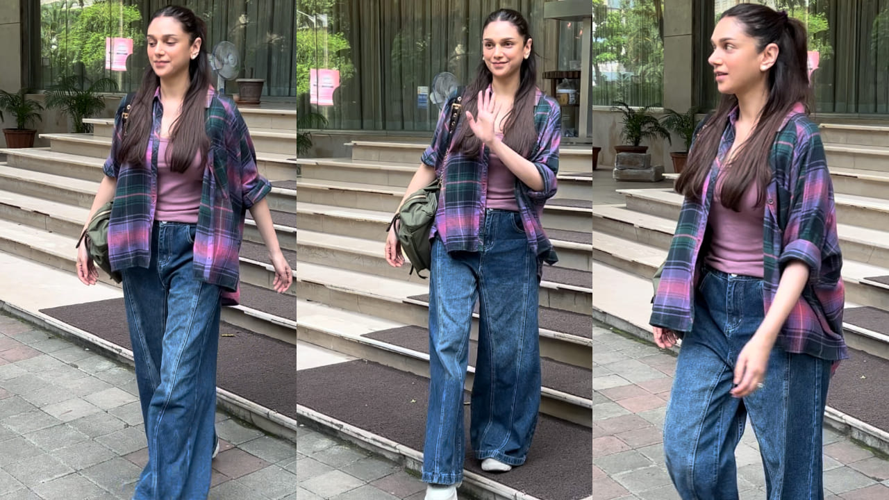 Aditi Rao Hydari in denim jeans and flannel shirt