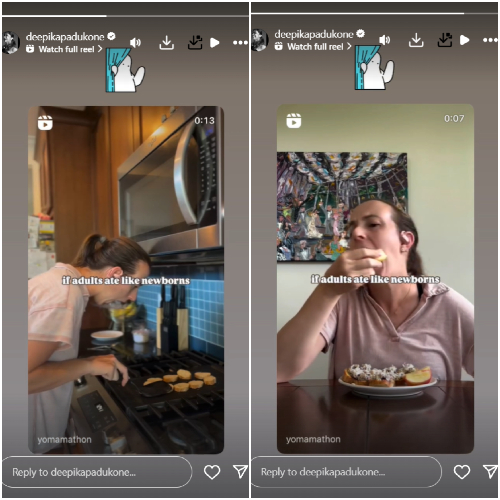 ディーピカ・パドゥコーンが「大人が新生児のように食べていたら」についての面白いリールをシェアしています。新米ママなら誰でも共感するでしょう