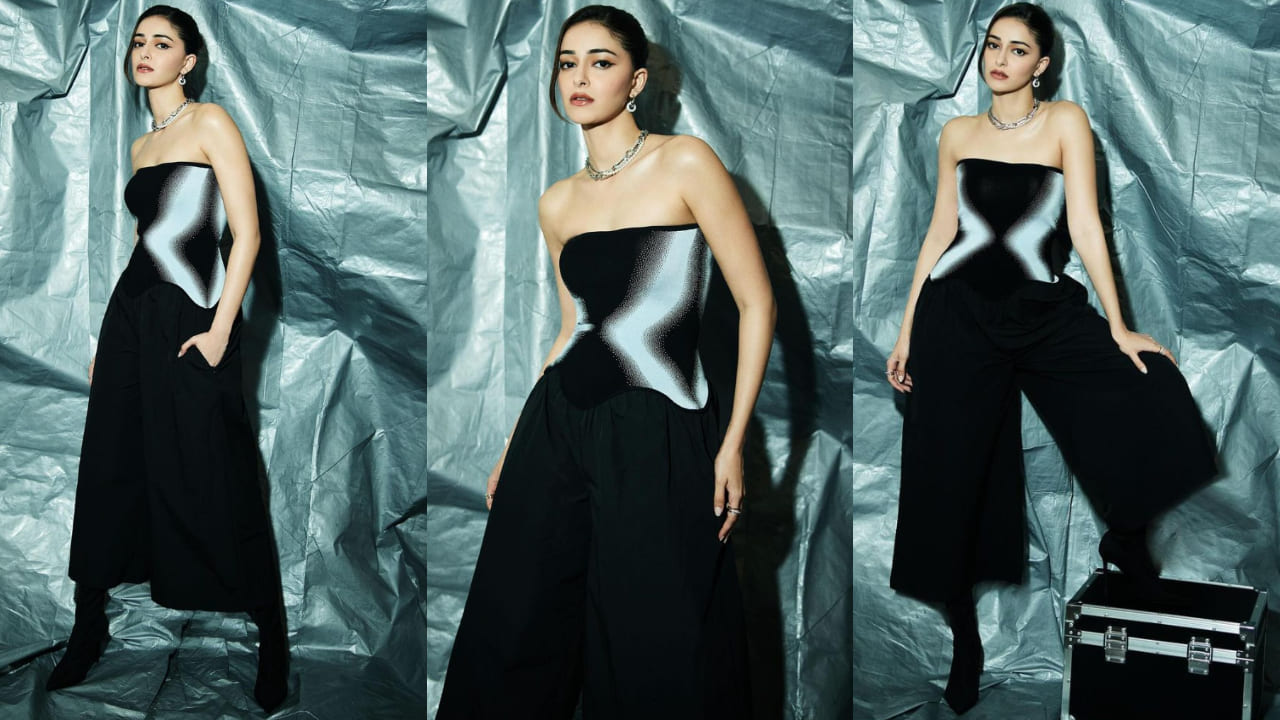 Ananya Panday in black jumpsuit