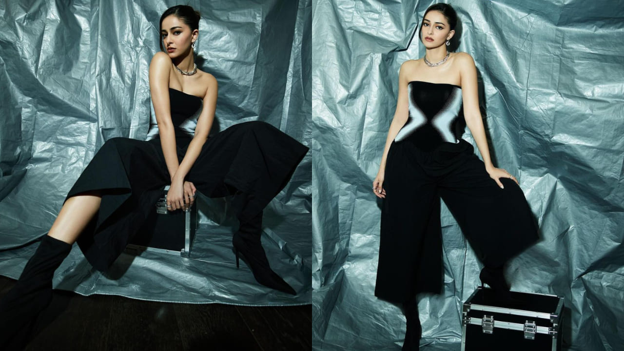 Ananya Panday in black jumpsuit