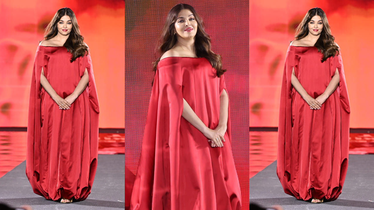 Aishwarya Rai dons a red bubble hem gown look at Paris Fashion Week 2024, proving why not everyone can pull off such a striking look | PINKVILLA