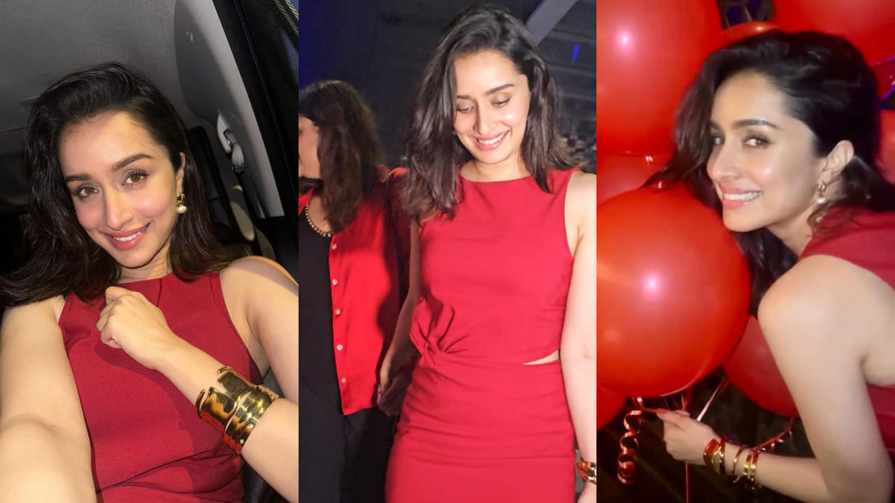 Shraddha Kapoor in red cut out dress