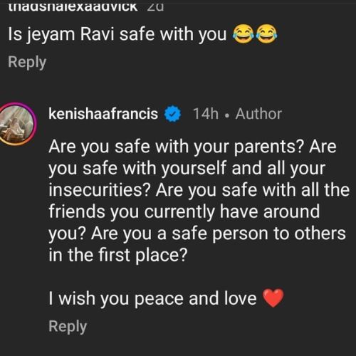 'It’s not your home’s issue': Singer Kenishaa Francis REACTS to link-up rumors with Jayam Ravi amid his divorce from Aarti