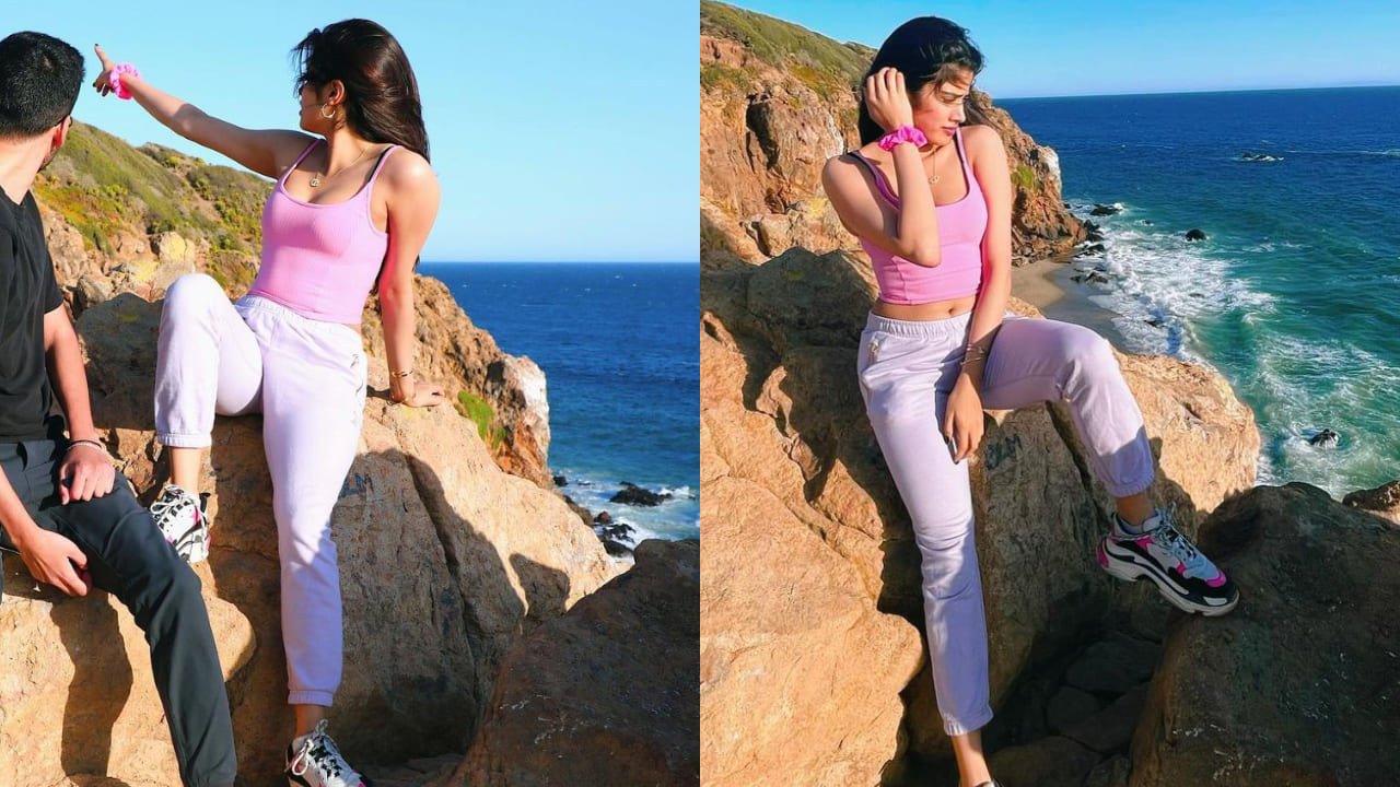 Janhvi Kapoor in tank top and track pants 