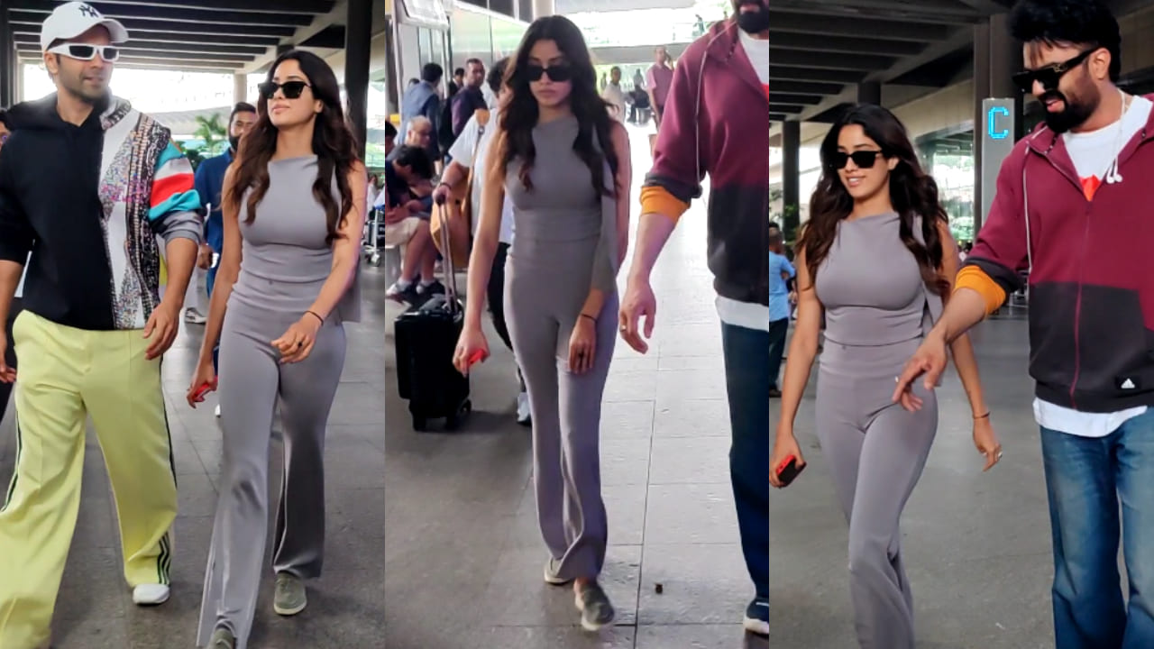 Janhvi Kapoor in grey top and pants 