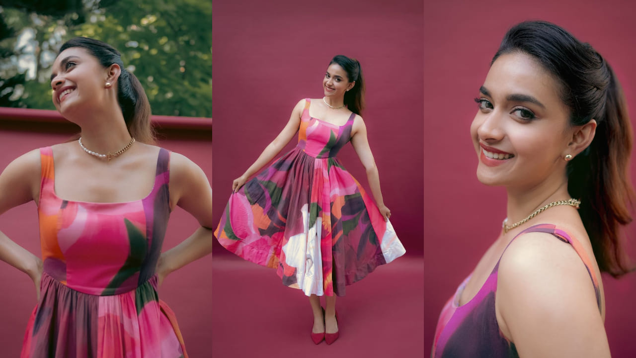 Keerthy Suresh in floral dress 