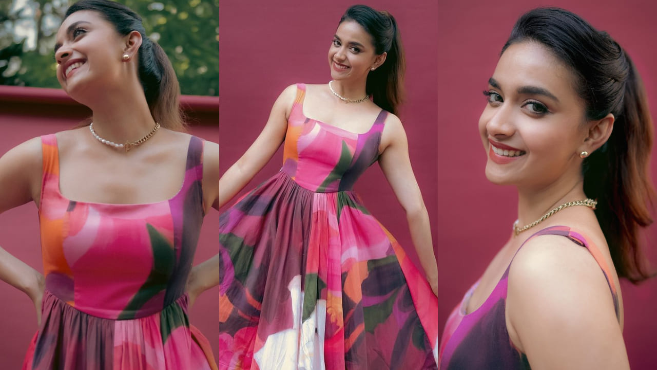 Keerthy Suresh in floral dress 