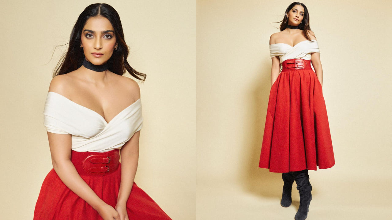 Sonam Kapoor in red and white