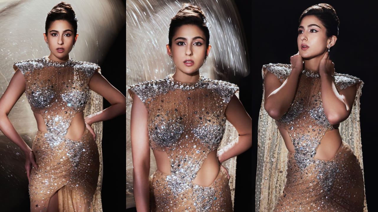 Sara Ali Khan in ASJK crystal embellished gown