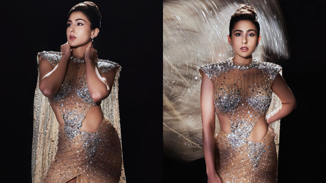 Sara Ali Khan in ASJK crystal embellished gown