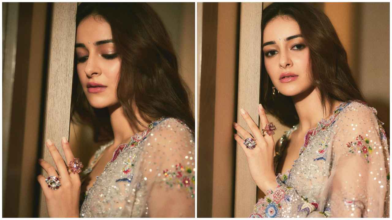 Ananya Panday’s versatile floral-embellished sheer saree is made for nature-loving fashion queens (PC: Ananya Panday Instagram)