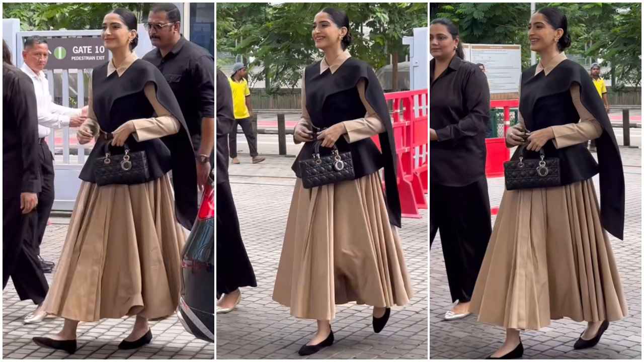 Sonam Kapoor Ahuja gives power dressing a modern twist in stylish vest with blouse and skirt look (PC: Varinder Chawla)