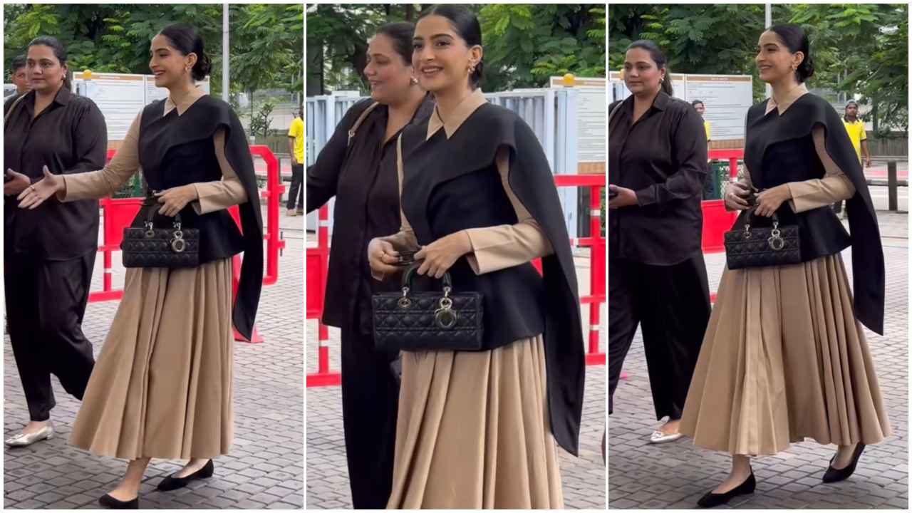 Sonam Kapoor Ahuja gives power dressing a modern twist in stylish vest with blouse and skirt look (PC: Varinder Chawla)