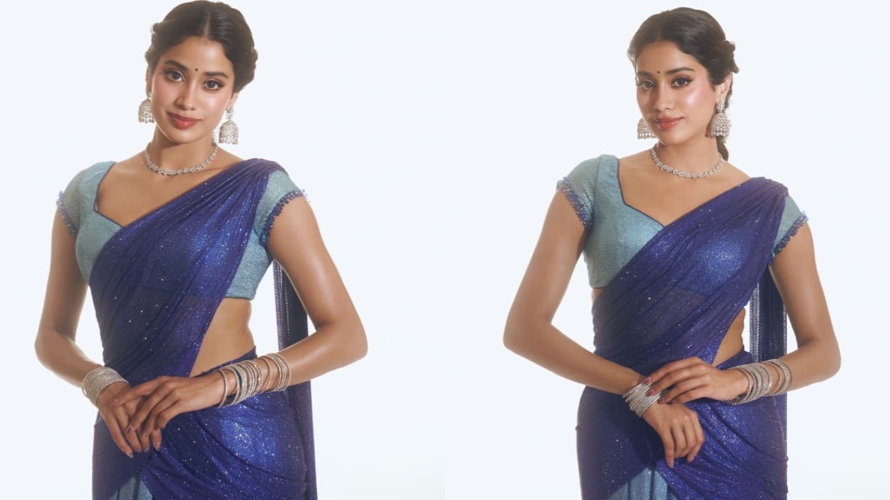 Janhvi Kapoor in blue half saree 