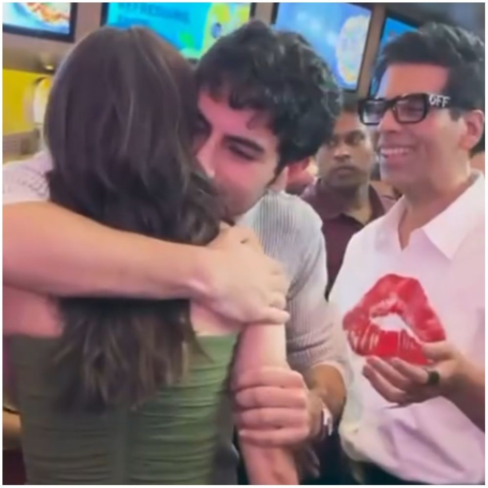 WATCH: Ibrahim Ali Khan hugging Ananya Panday at Call Me Bae’s screening while Karan Johar smiles at them, makes us manifest movie with this trio